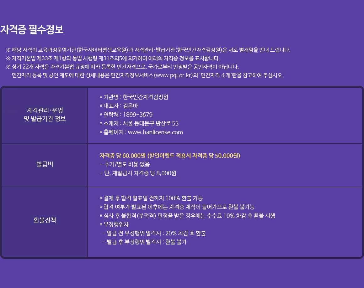 자격증 필수정보